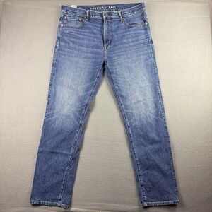 American Eagle Jean Mens 36x34 Original Straight‎ Flex Real Good Dark Wash